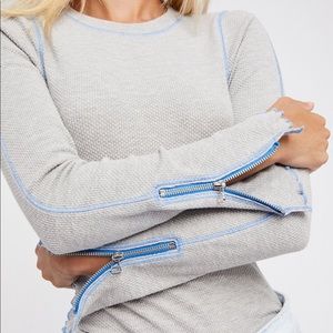 Free People Waffle Long Sleeve Crew Neck